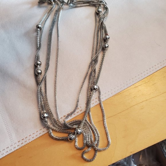 36" Silver Tone Layered Charming Charlie Necklace - Picture 4 of 5